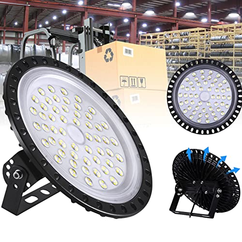 Catinbow 200W UFO LED High Bay Light, 10000LM Commercial Bay Lighting Daylight White 6000K-6500K, IP65 Waterproof Factory Warehouse Industrial Lighting for Factories Supermarkets Stadiums Workshops