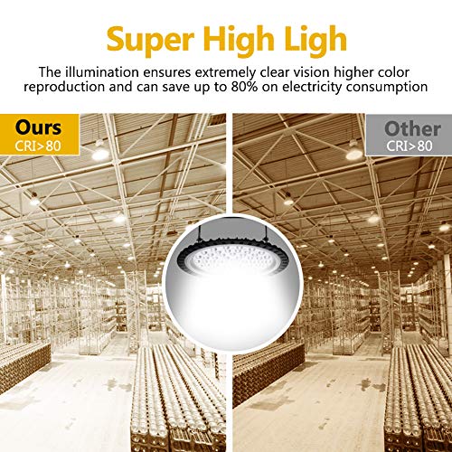 Catinbow 200W UFO LED High Bay Light, 10000LM Commercial Bay Lighting Daylight White 6000K-6500K, IP65 Waterproof Factory Warehouse Industrial Lighting for Factories Supermarkets Stadiums Workshops