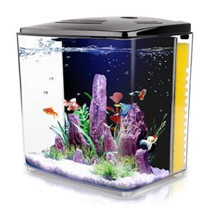 1.2gallon betta aquarium starter kits square fish tank with led light and filter pump