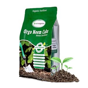 neem organics orgo neem cake | organic fertilizer for outdoor plants, lawn & garden growth | omri listed for organic use (5 lbs)