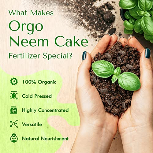 Neem Organics Orgo Neem Cake | Organic Fertilizer for Outdoor Plants, Lawn & Garden Growth | OMRI Listed for Organic Use (5 lbs)