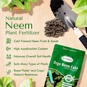 Neem Organics Orgo Neem Cake | Organic Fertilizer for Outdoor Plants, Lawn & Garden Growth | OMRI Listed for Organic Use (5 lbs)