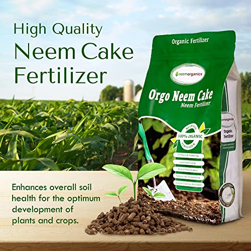 Neem Organics Orgo Neem Cake | Organic Fertilizer for Outdoor Plants, Lawn & Garden Growth | OMRI Listed for Organic Use (5 lbs)