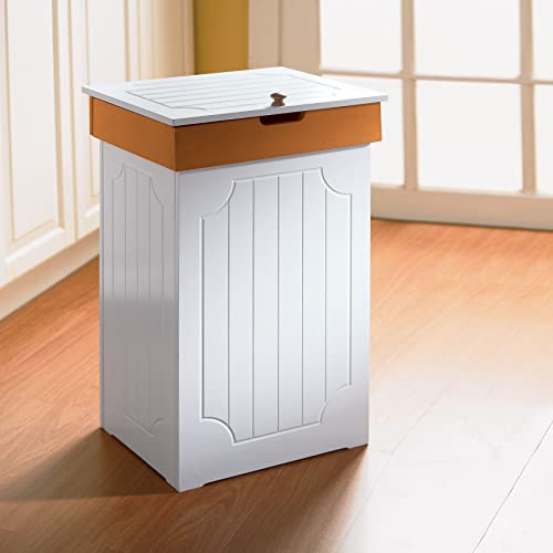 BrylaneHome Country Kitchen Trash Can Trashcan, White Honey