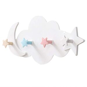 decorative plastic coat hooks, creative moon and stars self adhesive wall coat hangers rack robe hat clothes scarves bags towels hooks for kid's room nursery