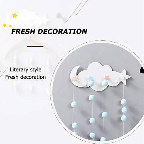 Decorative Plastic Coat Hooks, Creative Moon and Stars Self Adhesive Wall Coat Hangers Rack Robe Hat Clothes Scarves Bags Towels Hooks for Kid's Room Nursery