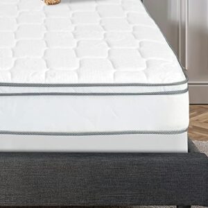 Nutan 10-Inch Medium plush Eurotop Pillowtop Innerspring Fully Assembled Mattress And 4-Inch Wood Box Spring/Foundation Set, Good For The Back Twin, White/Gold