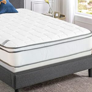 Nutan 10-Inch Medium plush Eurotop Pillowtop Innerspring Fully Assembled Mattress And 4-Inch Wood Box Spring/Foundation Set, Good For The Back Twin, White/Gold