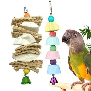 kathson bird cuttlebone, parakeet beak stone mineral lava blocks trimming chew toys pumice stones for conures cockatiels parrots budgies and african gray (2 pack)