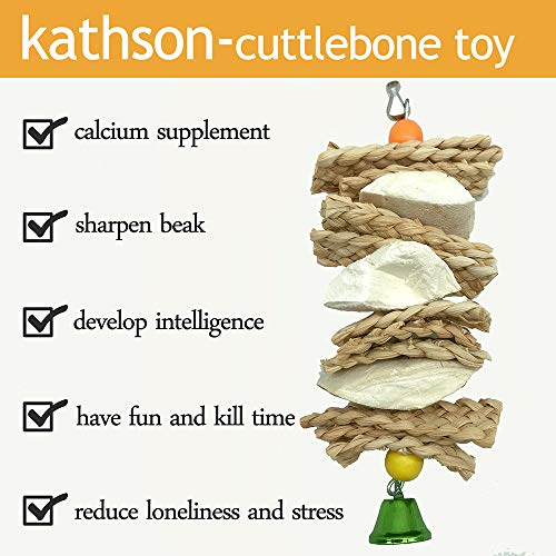 kathson Bird Cuttlebone, Parakeet Beak Stone Mineral Lava Blocks Trimming Chew Toys Pumice Stones for Conures Cockatiels Parrots Budgies and African Gray (2 Pack)