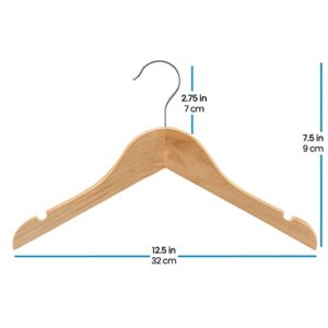 High-Grade Wooden Childrens/Kids Hangers (10 Pack) Smooth & Durable Wood Baby Hangers/Nursery Hangers - 12.5 Inch - Space Saving, 360° Hook & Cut Notches- Great Toddler Hanger for Dress Skirts Pants