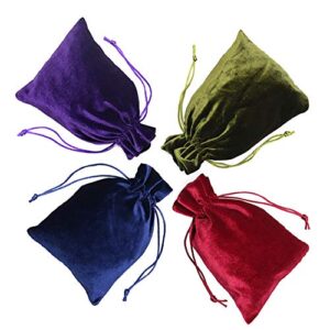 HRX Package Soft Velvet Gift Bags, 5.1x7.8 inch Velvet Drawstring Pouches for Tarot Rune Jewelry Crystal 4 Pack