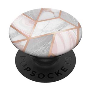 pink-white-grey-marble-effect - geometric-design-for-girls popsockets popgrip: swappable grip for phones & tablets