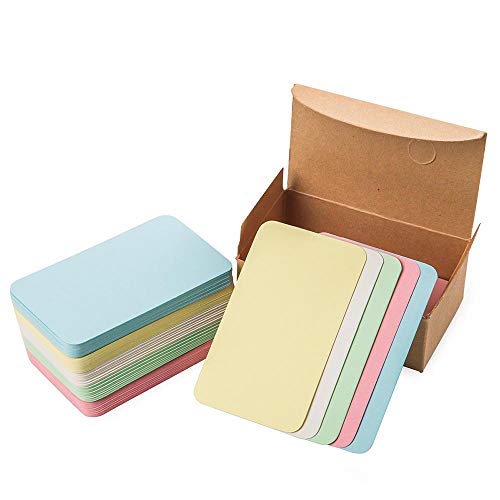 100Pcs Blank multicolour Cards Note Paper Business Cards Vocabulary Word Card Message Card DIY Gift Card Blank Paper Tags（Pink）