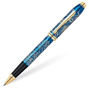 cross townsend 2020 year of the rat special edition translucent blue lacquer w/ 23kt gold plated inlays and appointments rollerball pen