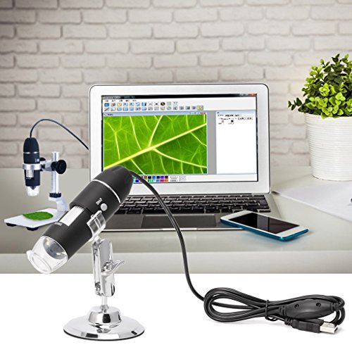 USB Digital Microscope 1600X Camera Endoscope 8LED Magnifier with Metal Stand