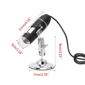 USB Digital Microscope 1600X Camera Endoscope 8LED Magnifier with Metal Stand