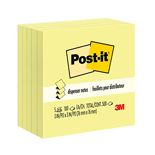 Post-it Pop-up Notes 3x3 in, 5 Pads, America's #1 Favorite Sticky Notes, Canary Yellow, Clean Removal, Recyclable (3301-5YW)