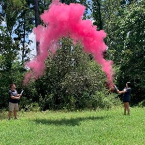 Gender Reveal Surprise Powder Cannons Bundle, 16 Inch, Non-Toxic, 4 Pink Powder Dispensers Plus 8 Free Gender Reveal Party Balloons Decorations