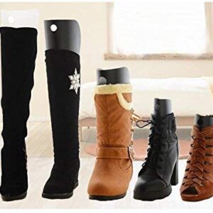 QUUPY 2 Pairs 16 Inch Long Thicken Plastic Shoe Shaper Holder Shoe Trees Stretcher Inserts Tall Boot Automatic Stand Support No Print for Women Over-The-Knee Boots Taller Boot Knee High Shoes (Black)