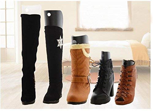 QUUPY 2 Pairs 16 Inch Long Thicken Plastic Shoe Shaper Holder Shoe Trees Stretcher Inserts Tall Boot Automatic Stand Support No Print for Women Over-The-Knee Boots Taller Boot Knee High Shoes (Black)