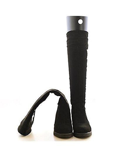 QUUPY 2 Pairs 16 Inch Long Thicken Plastic Shoe Shaper Holder Shoe Trees Stretcher Inserts Tall Boot Automatic Stand Support No Print for Women Over-The-Knee Boots Taller Boot Knee High Shoes (Black)