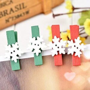 papasgix Christmas Clothes Pins Mini Clothespins Colored, 50PCS Mini Wooden Snowflake Clothespins for Photo Wall, Christmas Tree, Wedding Hanging Pictures, Paper Craft, Classroom Arts Projects Wall