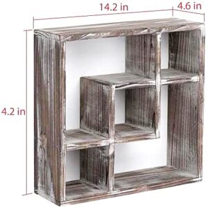 J JACKCUBE DESIGN Rustic Cube Storage Wood Shadow Box Display case 5 Compartments Wall Mount or Freestanding Box Shelves for Bathroom, Kitchen, Bedroom, Living Room -MK510A