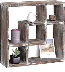 j jackcube design rustic cube storage wood shadow box display case 5 compartments wall mount or freestanding box shelves for bathroom, kitchen, bedroom, living room -mk510a