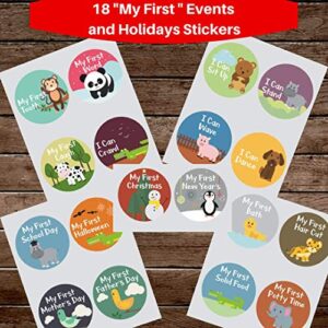 48 Pack 4" Baby Month Stickers and Milestone Stickers by Novarena - Track Your Baby's First Year Month-by-Month and Holidays Until 5 Years Old! Boys and Girls (48 Pack Stickers)