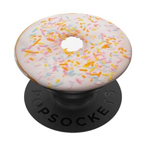 white donut with colorful sprinkles popsockets popgrip: swappable grip for phones & tablets