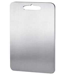 yeavs stainless steel cutting board for kitchen heavy duty chopping board(medium, 11.4"l x 7.9" w)