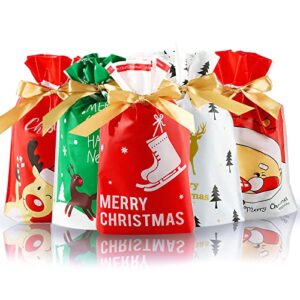 dly 50 pcs christmas candy bag christmas treat bags candy goodies plastic drawstring gift bags merry christmas treat bags for birthday party snack wrapping wedding gift party favor merry x-mas