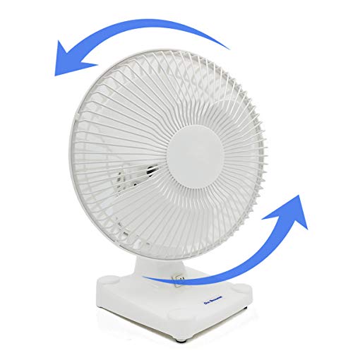 Uninex EK800FNSKU Patented Oval Oscillating Up and Down Table Fan, 2-Speed, Compact, ETL Listed, 8-Inch, No Logo, White