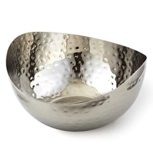 doma vita hammered stainless steel wave candy dish/catch all bowl (6"x6"), silver