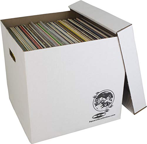 12" Vinyl Record Storage Box - Sturdy Cardboard with Removable Lid - Holds up to 90 Records or Laser Discs - Set of 5 Boxes #12BC13