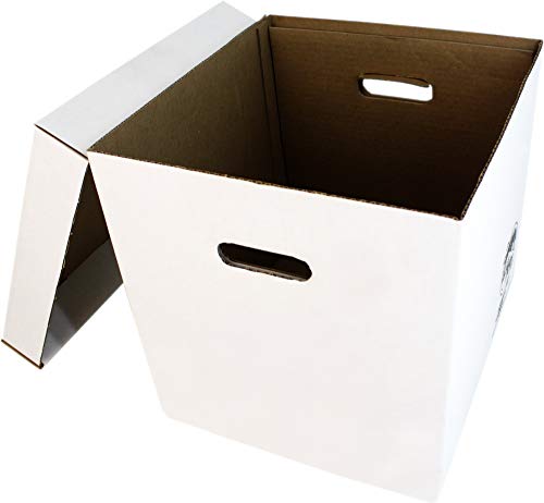 12" Vinyl Record Storage Box - Sturdy Cardboard with Removable Lid - Holds up to 90 Records or Laser Discs - Set of 5 Boxes #12BC13