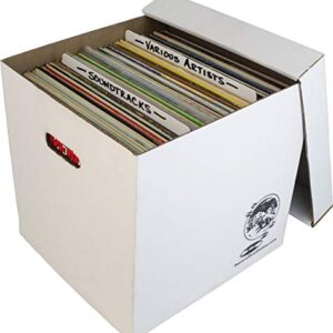 12" Vinyl Record Storage Box - Sturdy Cardboard with Removable Lid - Holds up to 90 Records or Laser Discs - Set of 5 Boxes #12BC13