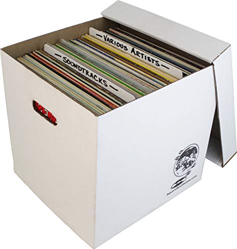 12" Vinyl Record Storage Box - Sturdy Cardboard with Removable Lid - Holds up to 90 Records or Laser Discs - Set of 5 Boxes #12BC13