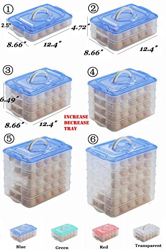 TIAN CHEN Deviled Egg Tray with Lid, 2-Layer, Food Storage Container with Handle, Egg Holder for Refrigerator, large, 40 eggs (Green)