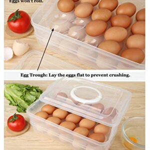 TIAN CHEN Deviled Egg Tray with Lid, 2-Layer, Food Storage Container with Handle, Egg Holder for Refrigerator, large, 40 eggs (Green)