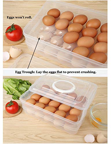 TIAN CHEN Deviled Egg Tray with Lid, 2-Layer, Food Storage Container with Handle, Egg Holder for Refrigerator, large, 40 eggs (Green)