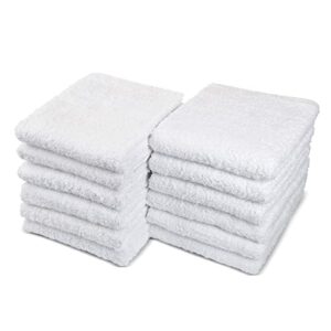car care essentials wash dry and detail towels, set of 12, white, 100% ring spun cotton, 16” x 27”, 4.25 lbs. per dz. heavy thick, premium multi-purpose towels