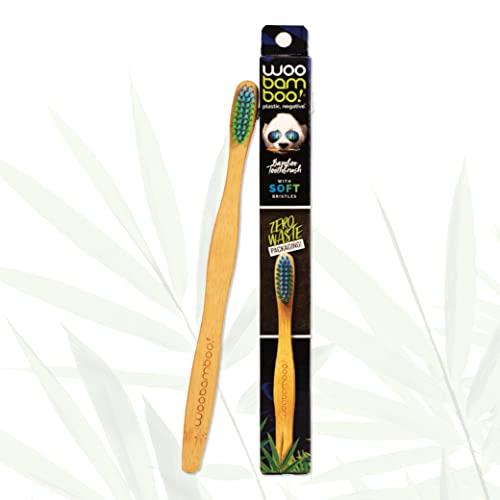 Woobamboo Bamboo Toothbrush - Adult - Soft Bristle - BPA Free Nylon Bristles - Eco-Friendly, Biodegradable, Compostable, Vegan