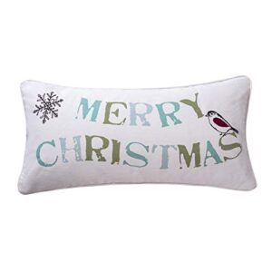 levtex home - holly - decorative pillow (12x24in.) - merry christmas - teal, green, red and black