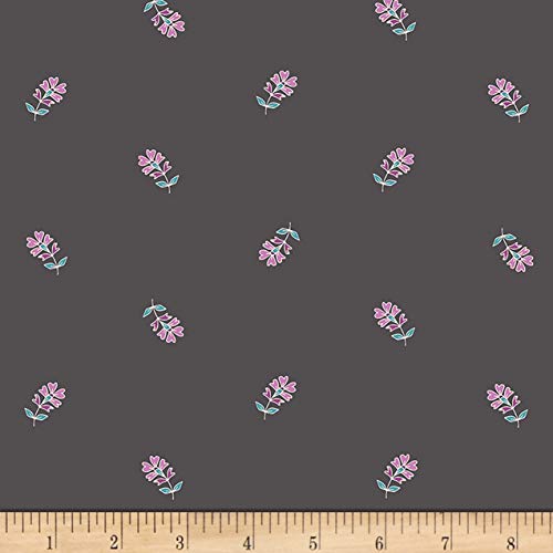 Art Gallery Fabrics Art Gallery Flower Child Sprinkled Petals Moon Fabric, Dark Grey