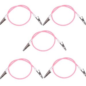 angzhili 5 pcs dental bib clips,silicone napkin clip bib holders with colorful silicone lanyard and stainless steel clip(pink)