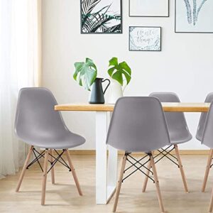 Set of 4 Kitchen Dining Chairs Easily Assemble Modern Fabric Cushion Seat Chair w/Metal Legs Fabric Cushion Side Chairs with Sturdy Metal Legs for Home Kitchen Living Room, Grey