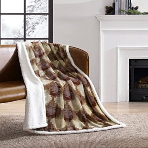 eddie bauer ultra-plush collection throw blanket-reversible sherpa fleece cover, soft & cozy, perfect for bed or couch, copper creek brown
