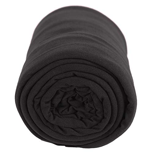 FabricLA DTY Double Brushed Knit Jersey 190 GSM - 58/60" Inches (150 CM) Wide - Soft Polyester Spandex Fabric - 2 Way Stretch Knit Fabric - Black, 1 Continuous Yard